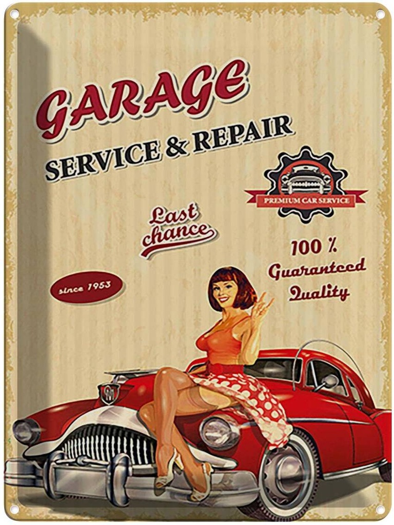 [LA-118844] Blechschild 40x30 cm Garage Service Repair Auto Werkstatt