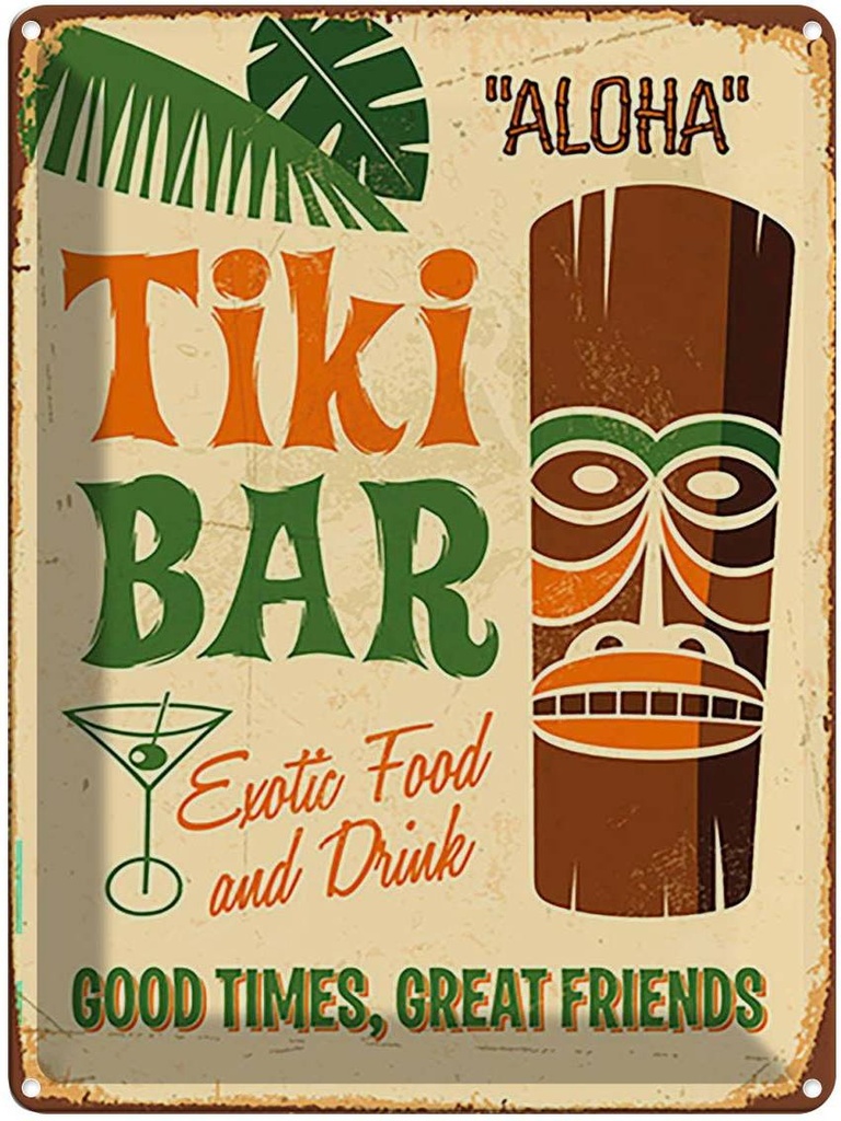[LA-118852] Blechschild 40x30 cm Tiki Bar Aloha Exotic Food Essen Trinken Club Alkohol