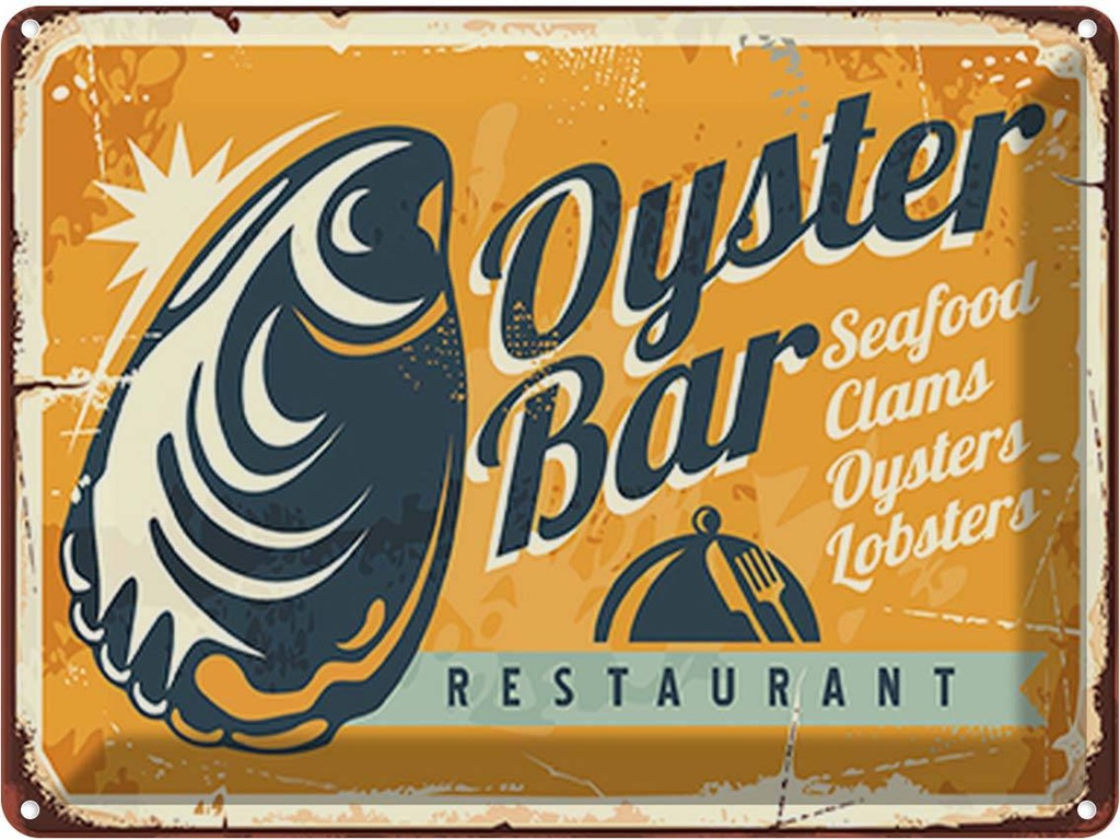 [LA-118858] Blechschild 30x40 cm Oyster Bar Seafood Restaurant Essen Trinken Club Alkohol