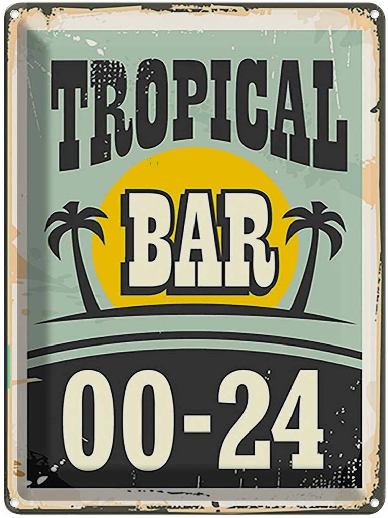 [LA-118861] Blechschild 40x30 cm Tropical Bar Retro 00-24 Essen Trinken Club Alkohol