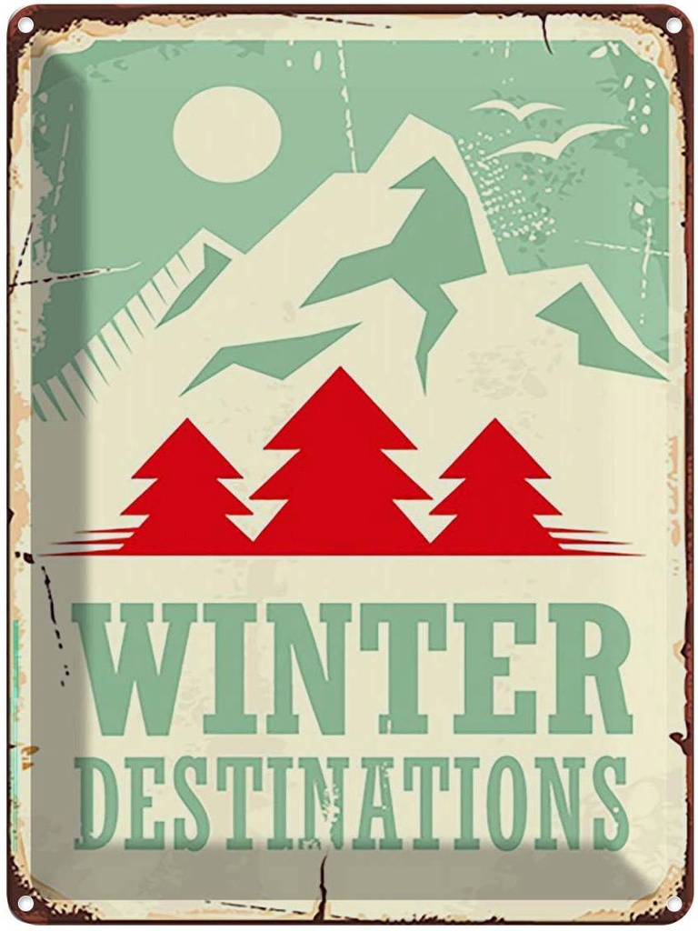 [LA-118869] Blechschild 40x30 cm Ski winter destinations Abenteuer Reisen