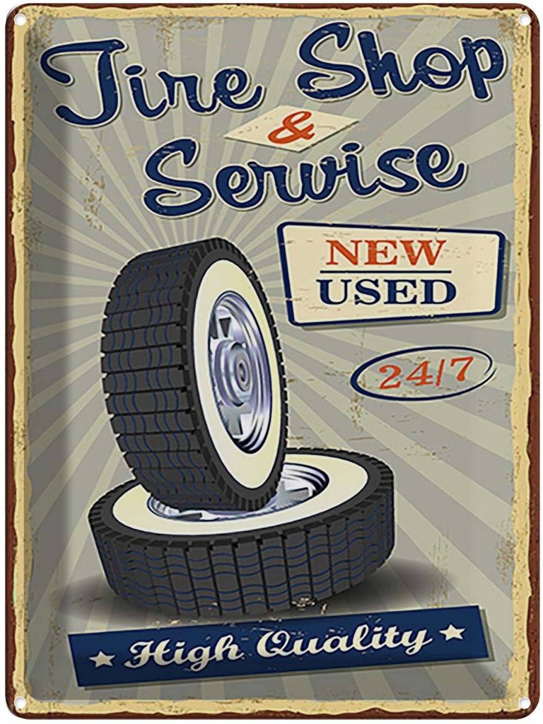 [LA-118874] Blechschild 40x30 cm Tire Shop Service 24/7 new used Europa