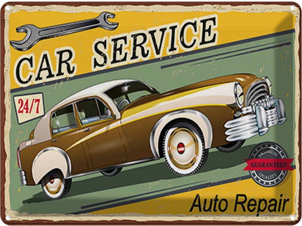 [LA-118877] Blechschild 30x40 cm Car Service 24/7 Auto repair Garage Werkstatt