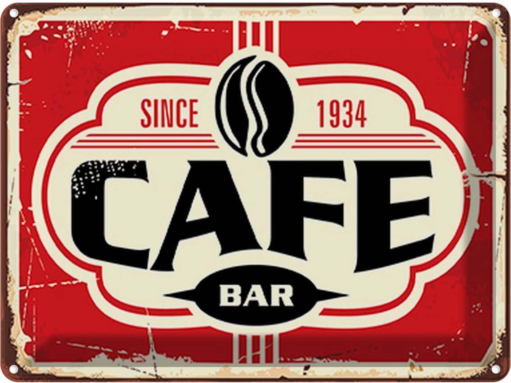 [LA-118885] Blechschild 30x40 cm Cafe bar Kaffee since 1934 Essen Trinken Club Alkohol