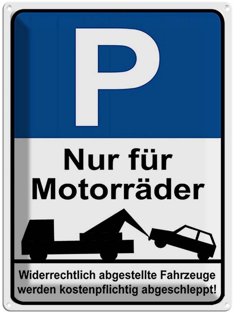 [LA-118896] Blechschild 40x30 cm Park Nur für Motorräder Parkplatzschild