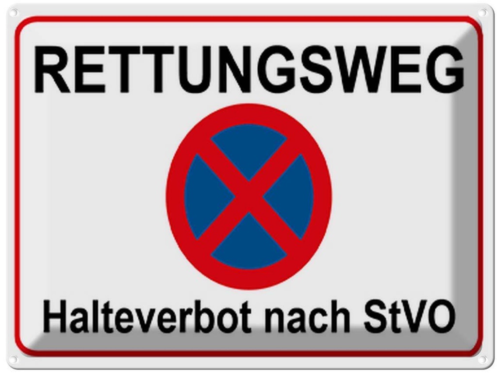 [LA-118901] Blechschild 30x40 cm Rettungsweg Halteverbot nach StVO Warnschild Hinweisschild Sicherheit Vorsicht