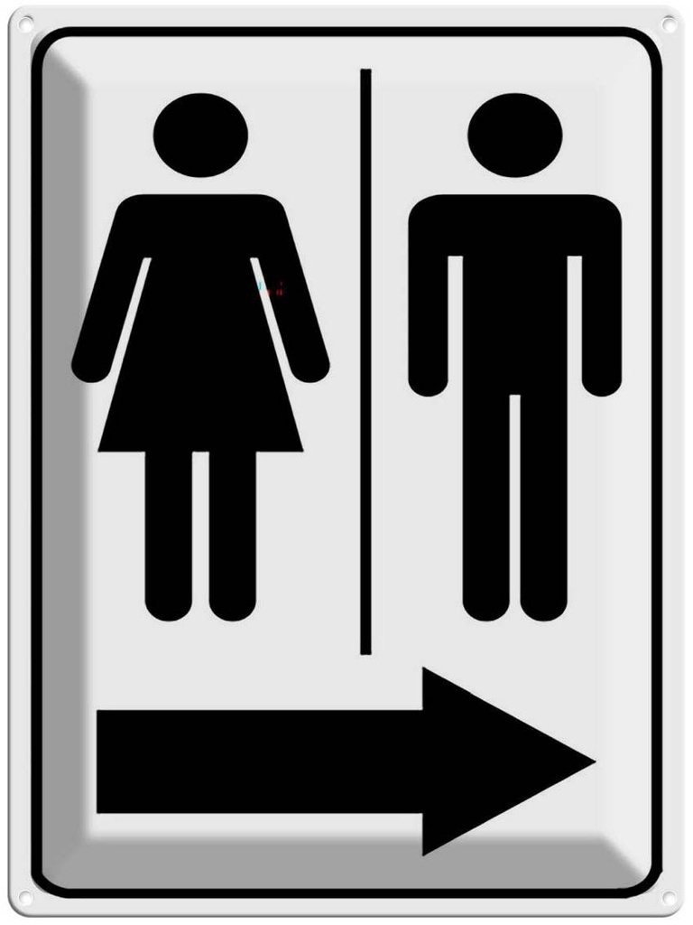 [LA-118902] Blechschild 40x30 cm Toilettenfiguren Pfeil rechts Geschenk