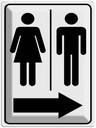 Blechschild 40x30 cm Toilettenfiguren Pfeil rechts Geschenk