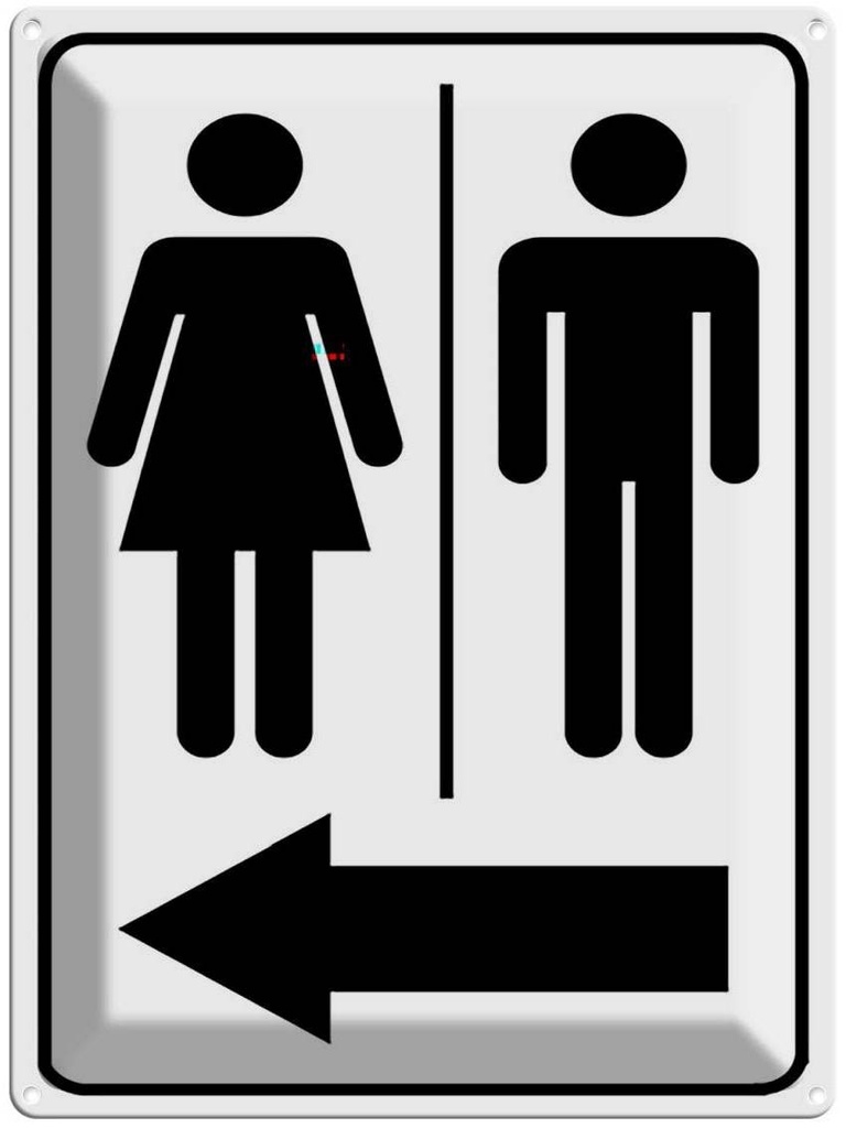 [LA-118903] Blechschild 40x30 cm Toilettenfiguren Pfeil links Geschenk