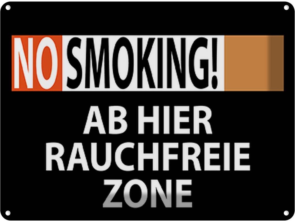 [LA-118908] Blechschild 30x40 cm No Smoking Rauchfreie Zone