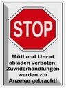 Blechschild 40x30 cm Stop Müll und Unrat verboten Warnschild Hinweisschild Sicherheit Vorsicht
