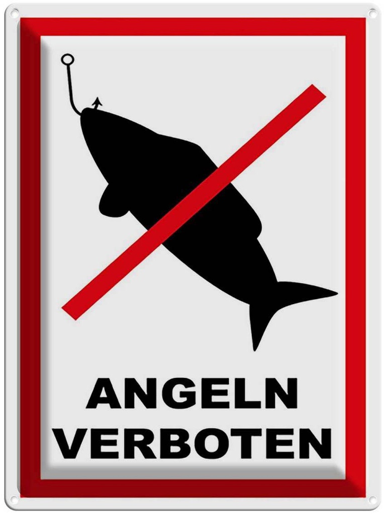 [LA-118920] Blechschild 40x30 cm Angeln verboten Warnschild Hinweisschild Sicherheit Vorsicht