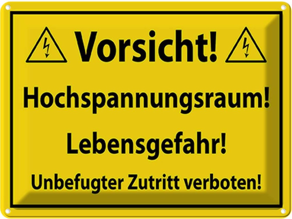 [LA-118926] Blechschild 30x40 cm Vorsicht Hochspannungsraum Warnschild Hinweisschild Sicherheit