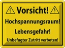 Blechschild 30x40 cm Vorsicht Hochspannungsraum Warnschild Hinweisschild Sicherheit