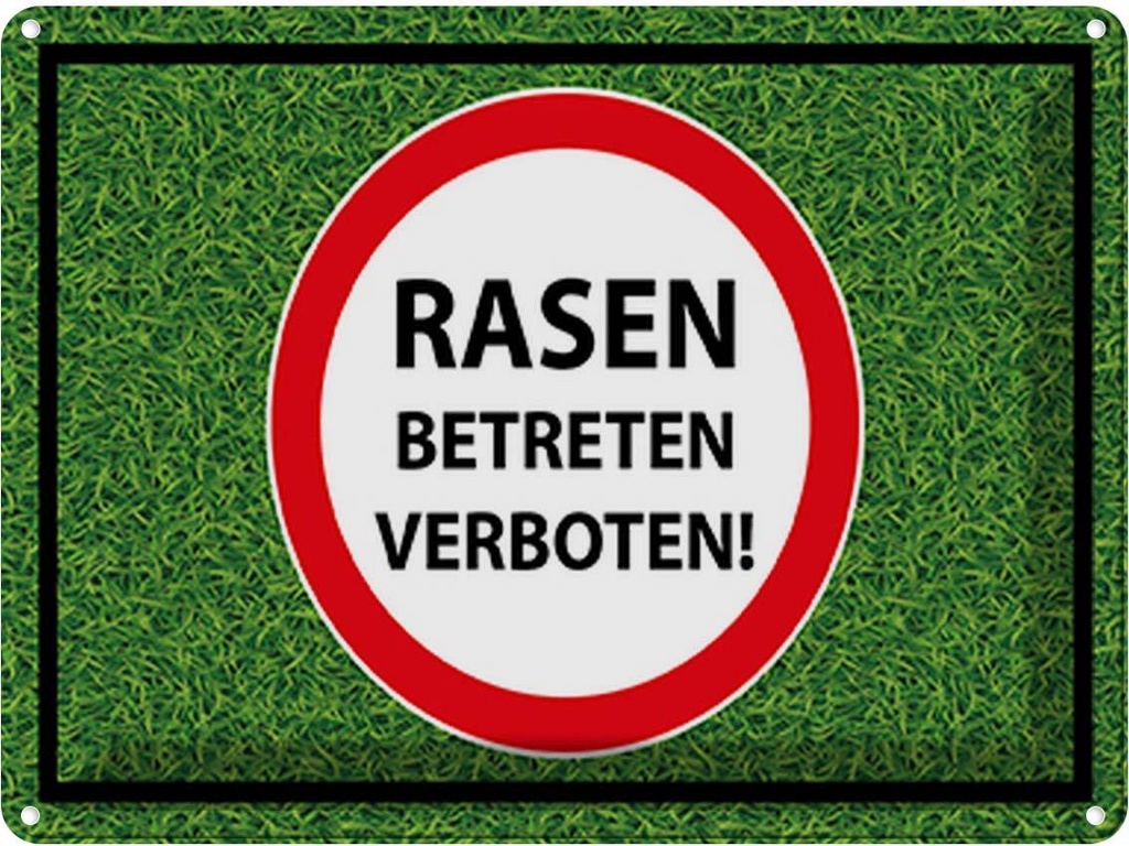 [LA-118928] Blechschild 30x40 cm Rasen Betreten verboten Warnschild Hinweisschild Sicherheit Vorsicht