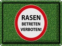 Blechschild 30x40 cm Rasen Betreten verboten Warnschild Hinweisschild Sicherheit Vorsicht