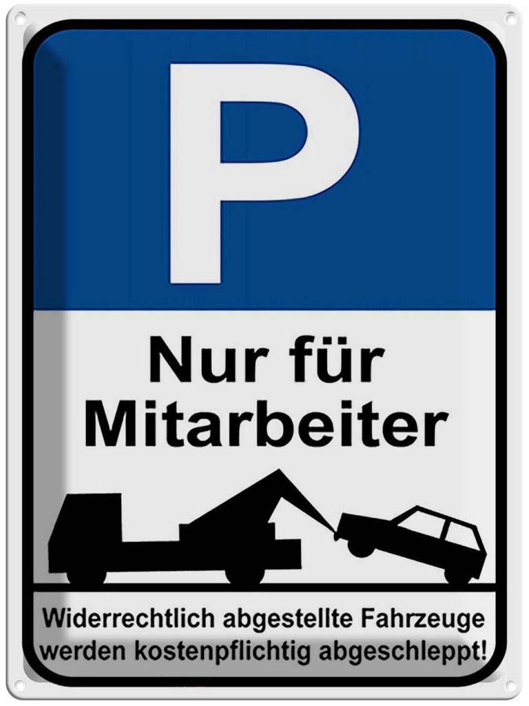 [LA-118946] Blechschild 40x30 cm Parkplatz nur Mitarbeiter Parkplatzschild