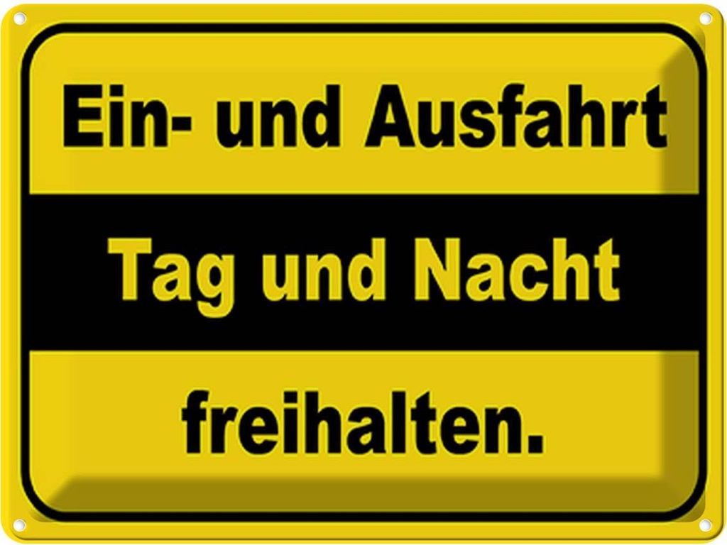 [LA-118959] Blechschild 30x40 cm Ausfahrt Tag Nacht freihalten Dekoration Warnschild Hinweisschild Sicherheit Vorsicht