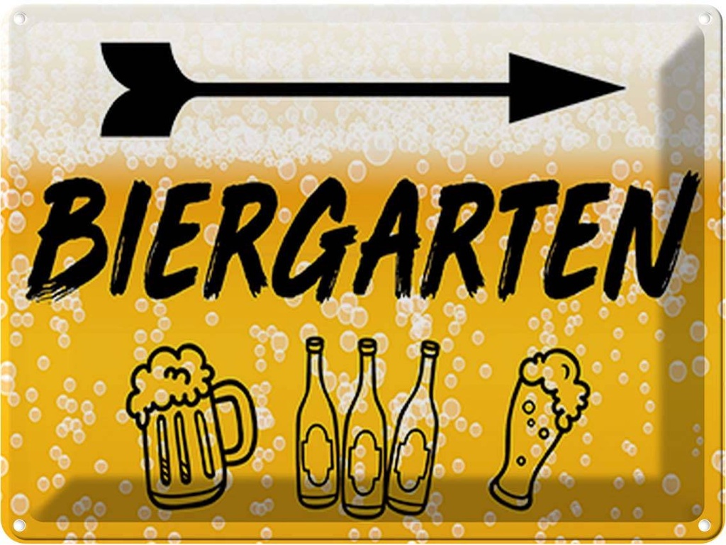 [LA-118965] Blechschild 30x40 cm Biergarten rechts Bier Bar Club Alkohol