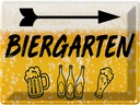 Blechschild 30x40 cm Biergarten rechts Bier Bar Club Alkohol