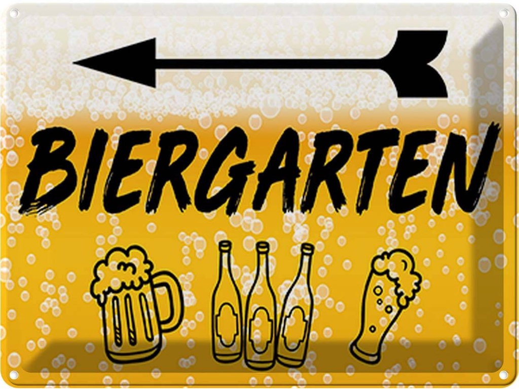 [LA-118966] Blechschild 30x40 cm Biergarten links Bier Bar Club Alkohol