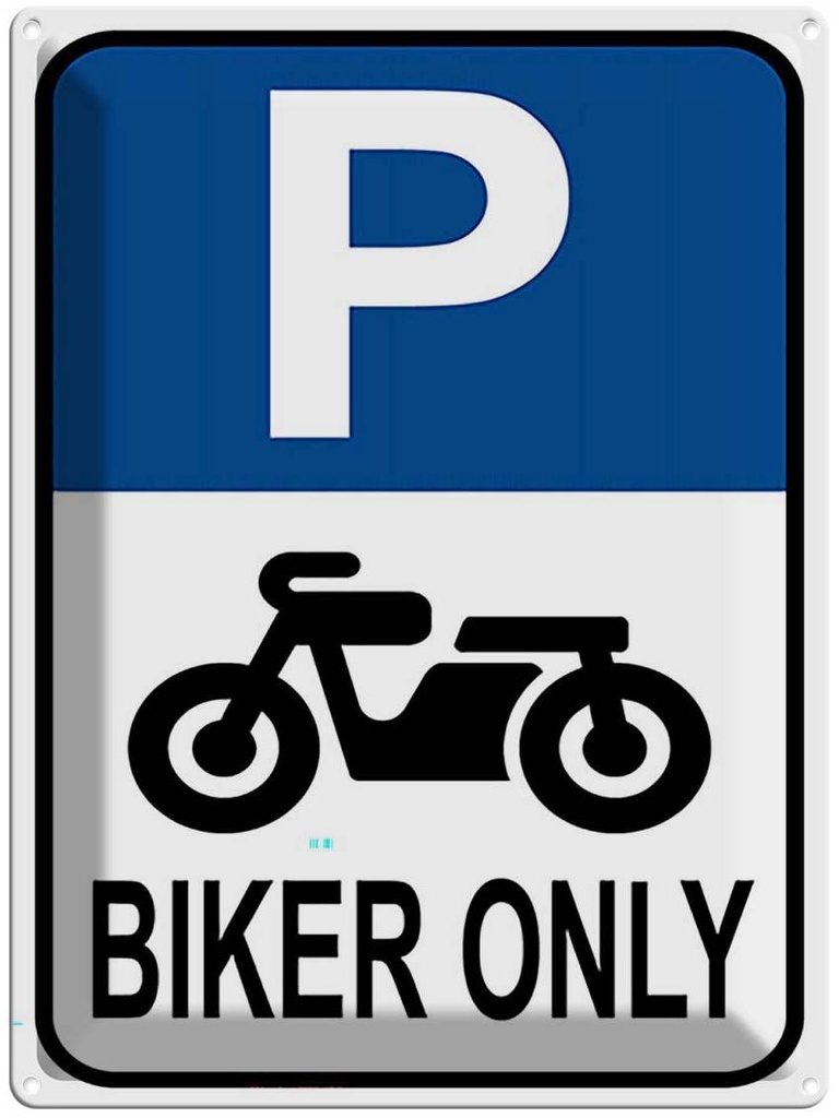 [LA-119033] Blechschild 40x30 cm Biker only Motorrad Parkplatzschild