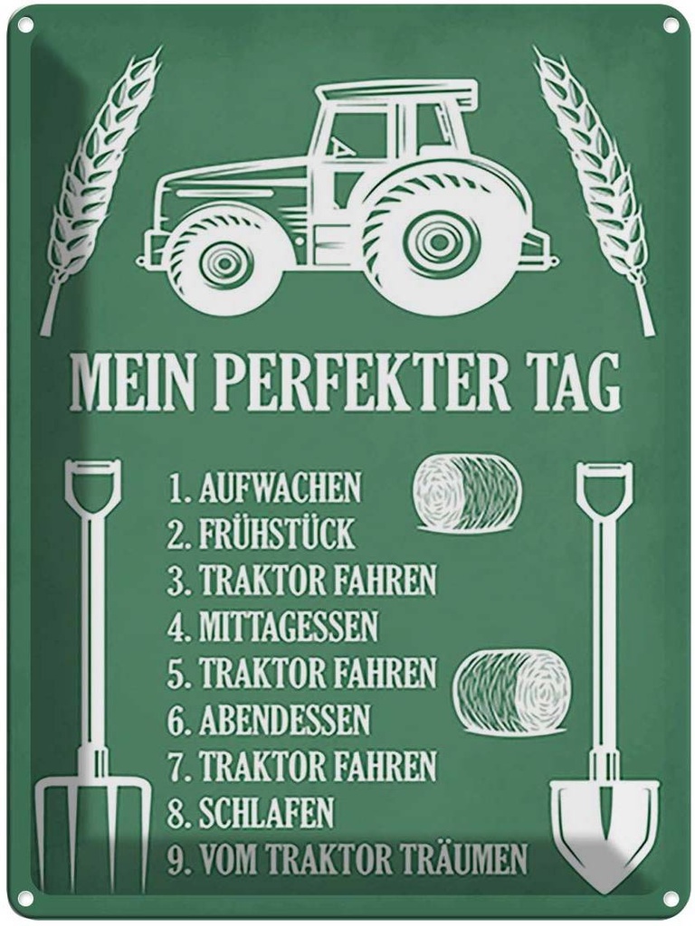 [LA-119039] Blechschild 40x30 cm mein perfekter Tag Traktor Auto Garage Werkstatt