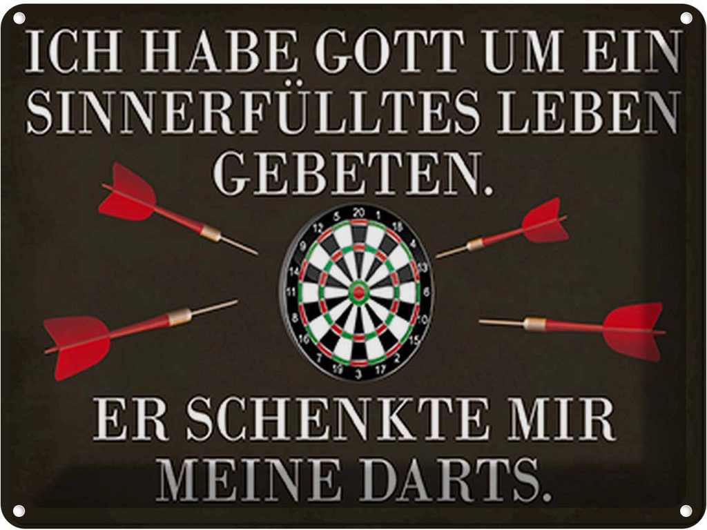 [LA-119049] Blechschild 30x40 cm Gott schenkte mir meine Darts Sport Hobby Spruch Zitat