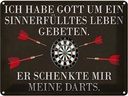Blechschild 30x40 cm Gott schenkte mir meine Darts Sport Hobby Spruch Zitat