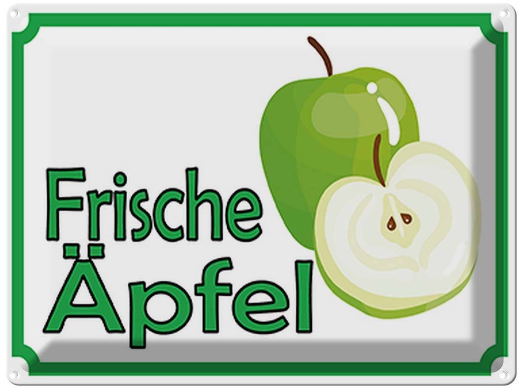 [LA-119073] Blechschild 30x40 cm frische Äpfel Verkauf Hofladen Marktstand Laden Obst Gemüse