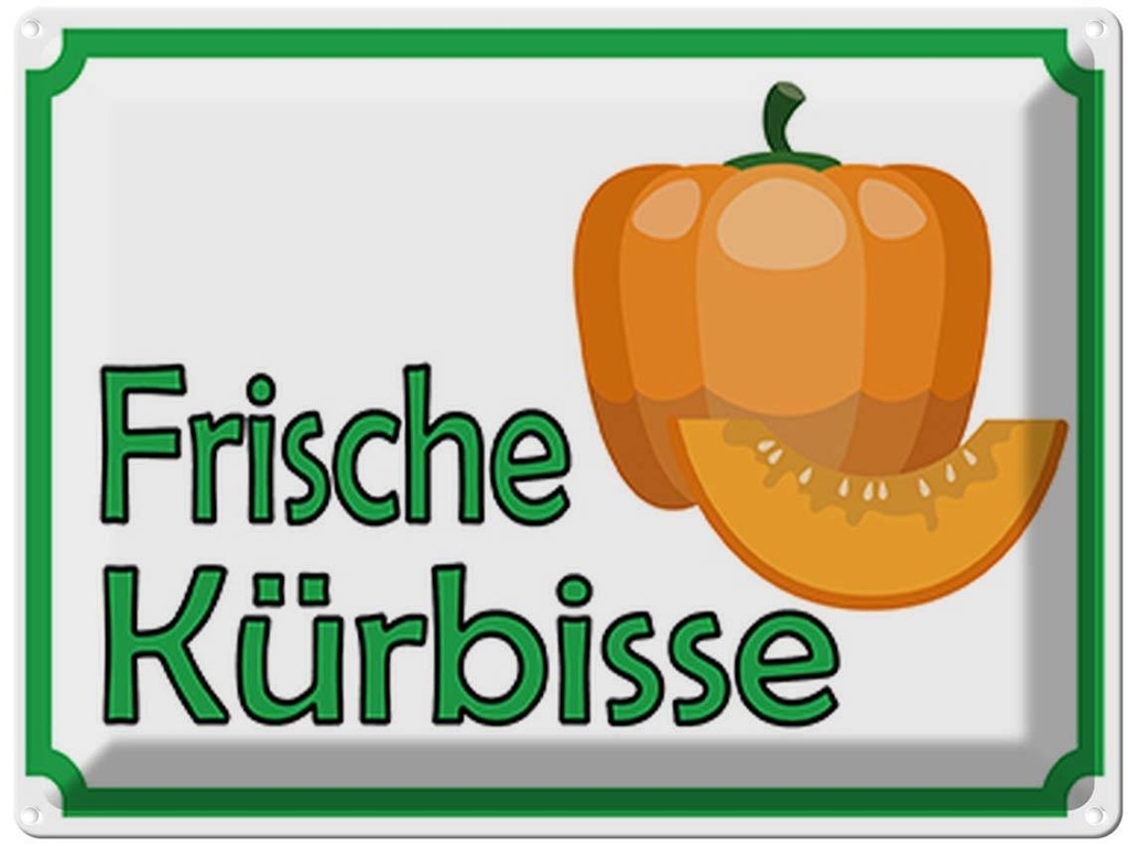 [LA-119074] Blechschild 30x40 cm frische Kürbisse Hofladen Marktstand Laden Obst Gemüse