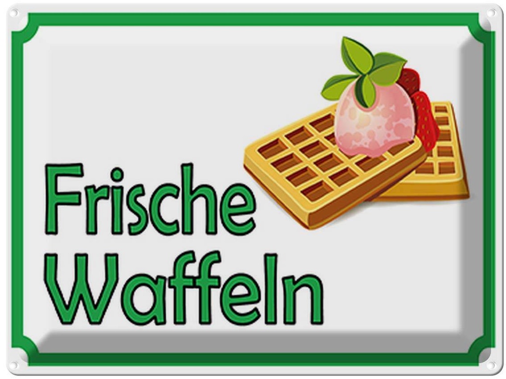 [LA-119093] Blechschild 30x40 cm frische Waffeln Verkauf England