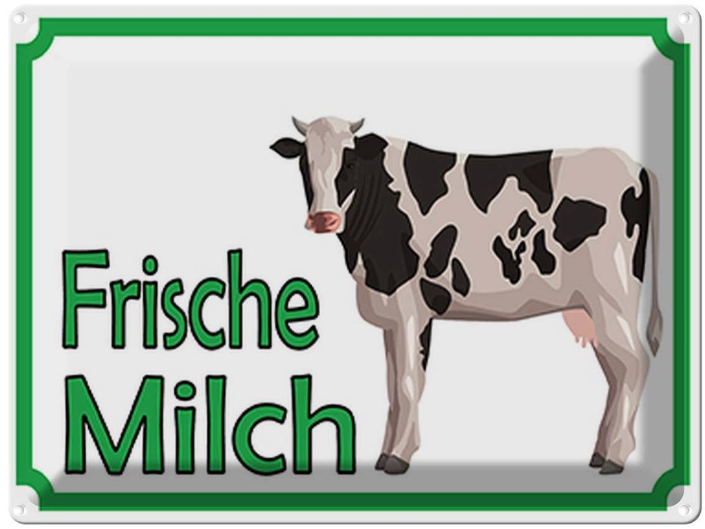 [LA-119098] Blechschild 30x40 cm frische Milch Verkauf Kuh Essen Trinken Hofladen Marktstand Laden