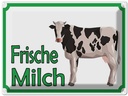 Blechschild 30x40 cm frische Milch Verkauf Kuh Essen Trinken Hofladen Marktstand Laden