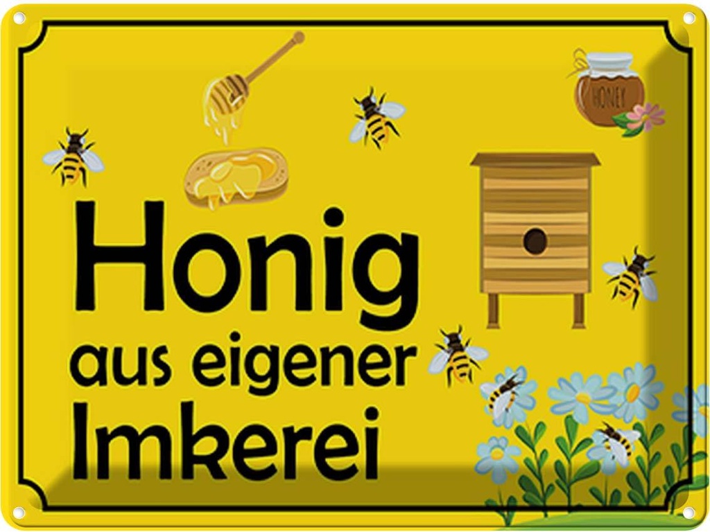 [LA-119105] Blechschild 30x40 cm Honig aus eigener Imkerei Hofladen Marktstand Laden Werbeschild