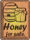 Blechschild 40x30 cm Honey for sale Honig Verkauf Hofladen Marktstand Laden