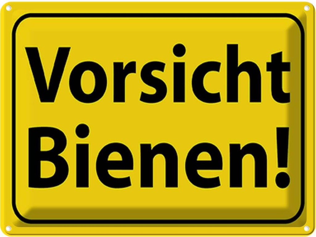 [LA-119115] Blechschild 30x40 cm Vorsicht Bienen Honig Imker Warnschild Hinweisschild Sicherheit