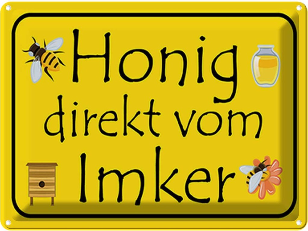 [LA-119116] Blechschild 30x40 cm Honig direkt vom Imker Tier Haustier Hofladen Marktstand Laden Werbeschild