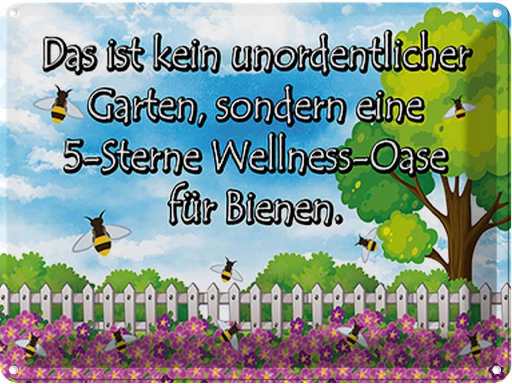 [LA-119118] Blechschild 30x40 cm kein Garten 5 Sterne Oase Geschenk