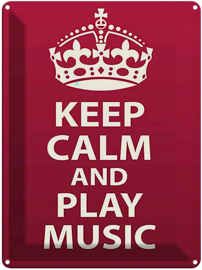 [LA-119131] Blechschild 40x30 cm Keep Calm and play Music Krone Yoga