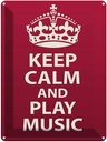 Blechschild 40x30 cm Keep Calm and play Music Krone Yoga