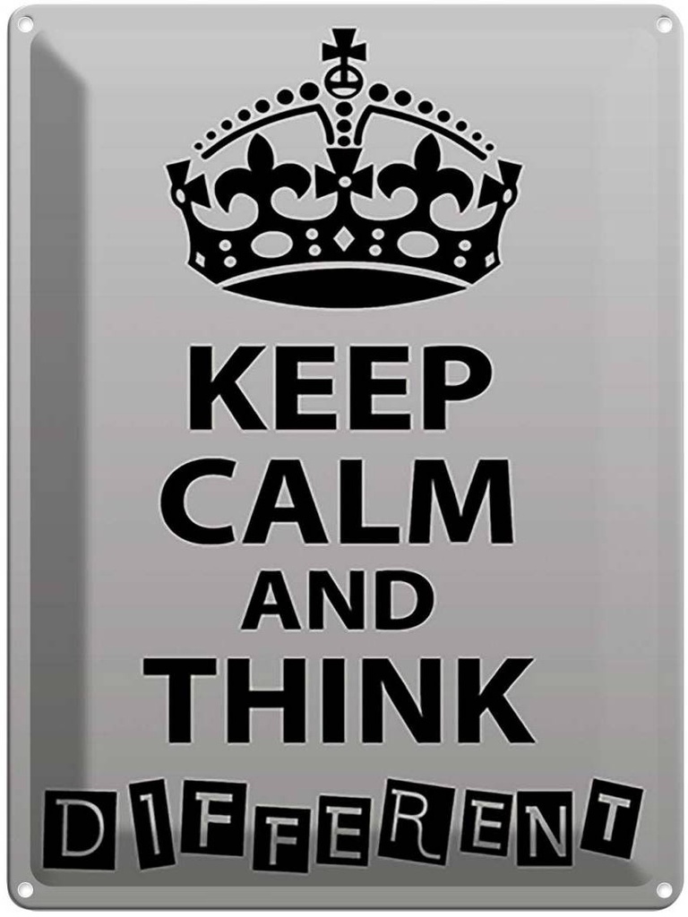 [LA-119134] Blechschild 40x30 cm Keep Calm think different Yoga