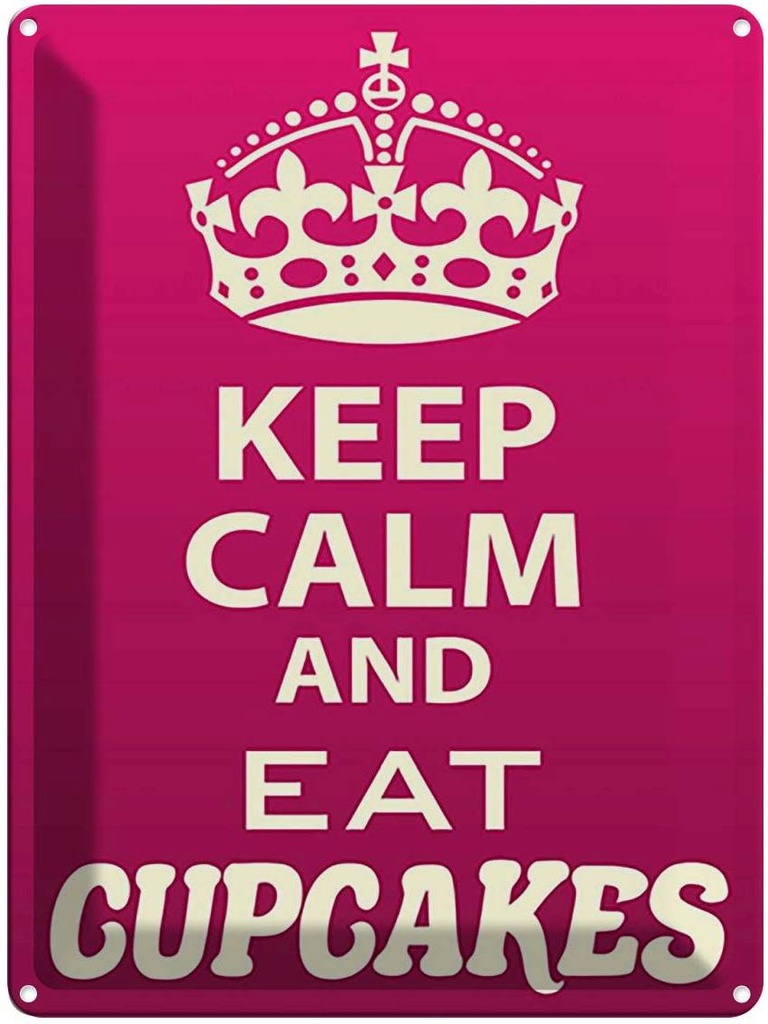 [LA-119137] Blechschild 40x30 cm Keep Calm Backen Cupcake and eat Cupcakes Yoga Essen Küche