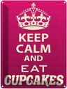 Blechschild 40x30 cm Keep Calm Backen Cupcake and eat Cupcakes Yoga Essen Küche