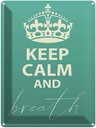 Blechschild 40x30 cm Keep Calm and breath Yoga