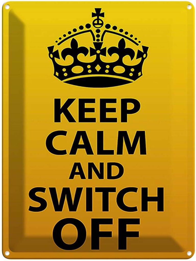 [LA-119147] Blechschild 40x30 cm Keep Calm and switch off Yoga