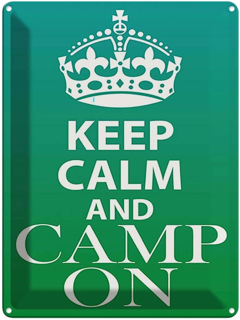 [LA-119152] Blechschild 40x30 cm Keep Calm and camp on Camping Yoga