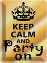 Blechschild 40x30 cm Keep Calm and party on Yoga