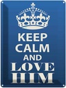 Blechschild 40x30 cm Keep Calm and love him Yoga
