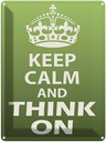 Blechschild 40x30 cm Keep Calm and think on Yoga